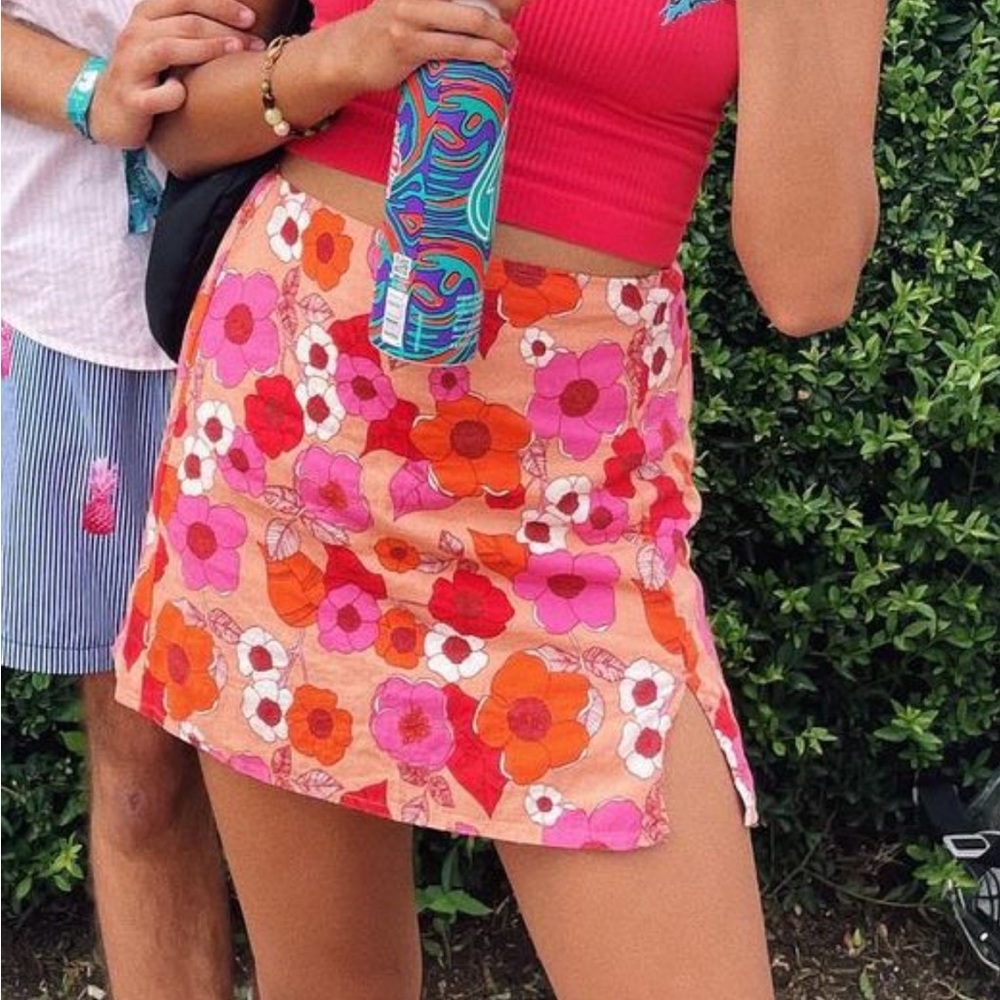 Urban Outfitters floral print pink skirt size small